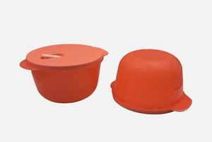 2 x Tupperware Crystalwave Microwave Plus 8,5 tazze ciotole guava antimacchia nuovo - Foto 1 di 5