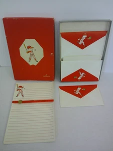 Hallmark Vintage Stationery Baseball Theme 7 Sheets 4 Envelopes - Picture 1 of 6