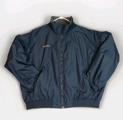Vtg Columbia Sportswear Full Zip Fleece Lined Nylon Jacket Men’s 2XL Navy Blue - Image 1 of 4