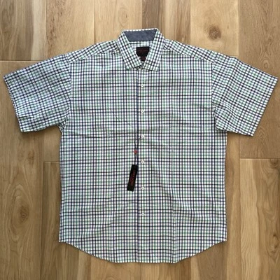 NWT Linea Uomo Blue Green Plaid Button Down Shirt Short Sleeve Size XL - Image 1 of 4