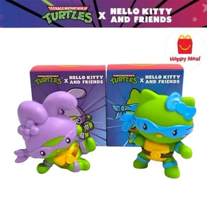 COMBO 2pcs Mcdonalds Teenage Mutant Ninja Turtles x Hello Kitty & Friends Green - Picture 1 of 4