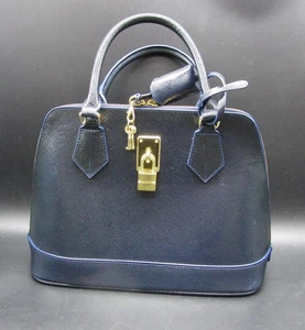 Samantha Thavasa Navy Blue Leather Handbag Shoulder Bag (Adjustable Straps) - Picture 1 of 13