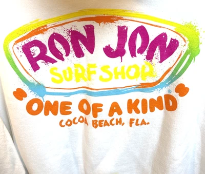 Sudadera con Capucha Vintage Ron Jon Surf Shop Unisex 2XL Blanca Colorida Neón Logo Sudadera Foto 1 de 4