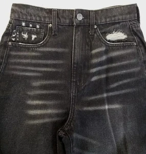 RSQ 90er DESTROYED JEANS DAMEN 25 SCHWARZ 100 % BAUMWOLLE HOHER BUND REISSVERSCHLUSS "NEU MIT ETIKETT" - Bild 1 von 19