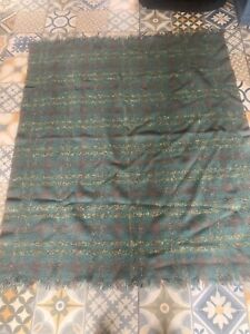 Vintage Yarrowvale Green Check Wool Picnic Blanket Throw 48x56in 122x142cm