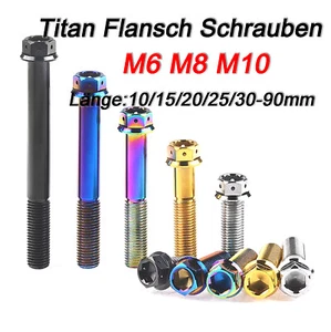 Titan Schrauben | Außensechskant mit Flansch | M6 M8 M10x10/15/20/30-90mm Titan - Picture 1 of 7