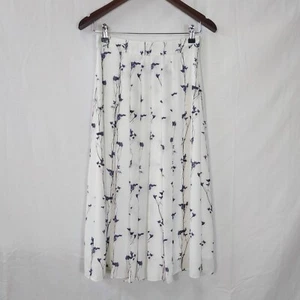 Reiss Womens Size 8 Leona White High Waisted Pleated Skirt Floral Zip Closure - Picture 1 of 14