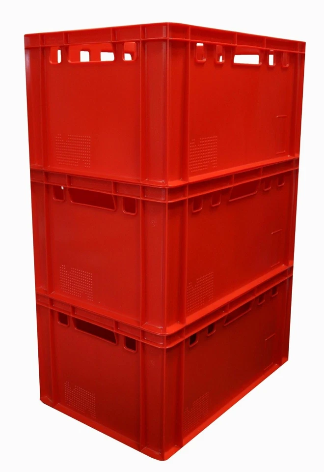 3 Fleischerkiste Fleischereikiste Eurokiste Metzgerkiste E3 60x40 Rot Gastlando
