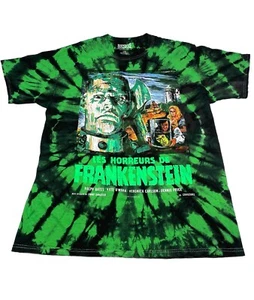 Frankenstein Shirt Men Size L Hammer House of Horror Black Green Tie Dye Modren - Picture 1 of 8