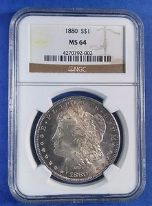 1880 Morgan Silber Dollar NGC MS64 - schöner Randton - Bild 1 von 7