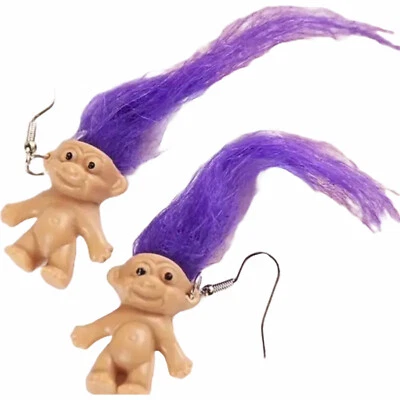 Милый ретро кукла тролль Funky серьги миниатюрная игрушка Kawaii новинка ювелирных изделий фиолетовый - Изображение 1 из 2