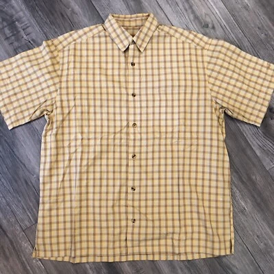 Horny Toad Shirt Men's Size Medium Plaid Tan Yellow Short Sleeve Button M New - Image 1 of 4