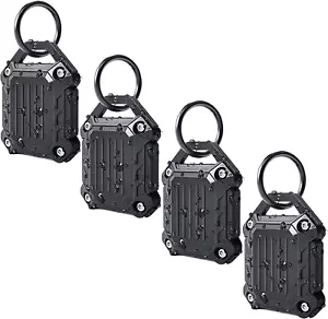 4 Pack Waterproof Airtag Keychain Holder W/ Apple Air Tag Tracker (Black) - Picture 1 of 12