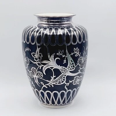 Seltene große SPAHR ? Silber Porzellan Vase silver overlay 30,5 cm alt Krautheim - Bild 1 von 4