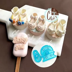 3D baby girl shoe fondant cutter 2 pcs. set - Picture 1 of 5