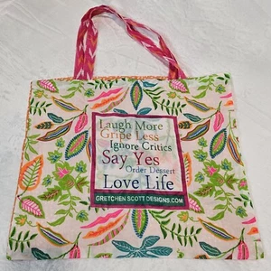 Gretchen Scott Love Life Printed Double Sided Sheer Beach Tote Bag Pink Orange  - Picture 1 of 3