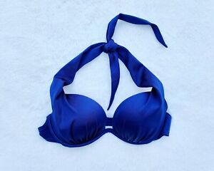 Venus Hill Bikini Top Halter Push Up Blue Padded Underwire Sz 32B/34A/36AA
