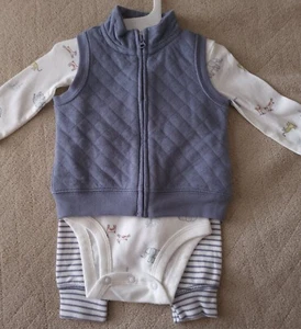 Carter's Just One You Bebé Niño Infante Conjunto de 3 Piezas Conjunto Animales Camisa Pantalones 3 Mo - Imagen 1 de 5