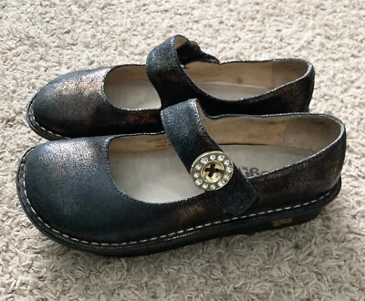 ALEGRIA PAL-208 ZUECOS CONFORT CUERO METALIZADO BRONCE OSCURO EUR 37/7 Foto 1 de 4