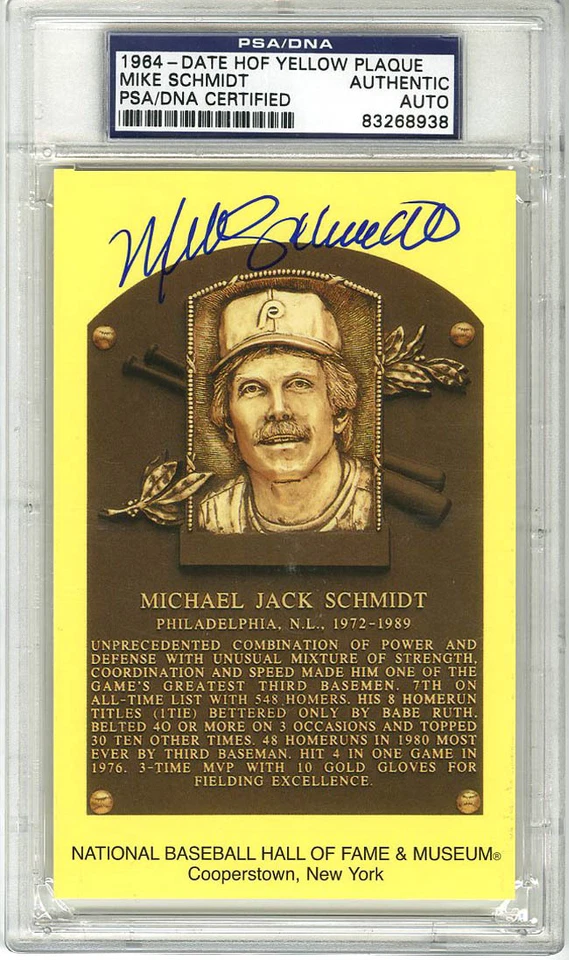 Mike Schmidt SIGNED Baseball Hall of Fame Plaque Phillies PSA/DNA AUTOGRAPHED - Image 1 of 1