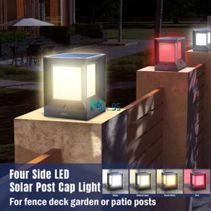 2 Sizes Solar LED Post Light Lamp Yard Driveway Fence Outdoor Pillar Lights IP65 - Picture 1 of 22
