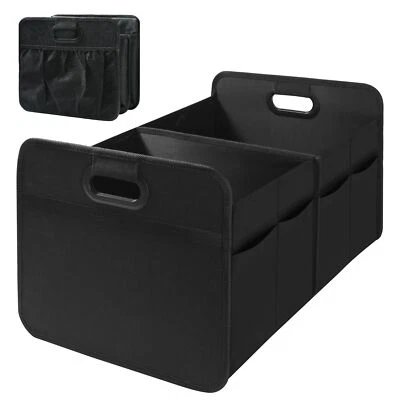Trunk Organizer 2 Compartment for SUV Foldable Car Accessories for Travel Black - Image 1 of 4