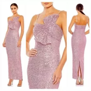 New MAC DUGGAL 11284 Rose Pink Sequined Faux Bow Column Gown Women's (12) $398 - Picture 1 of 13