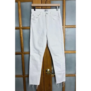 AGOLDE Nico High Rise Slim Fit Jeans Raw Hem Button Fly White size 27 - Picture 1 of 8