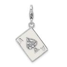 Sterling Silver 3-D Ace Playing Card Clip On Lobster Clasp Charm Pendant