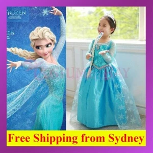 Girls Frozen Princess Girl Queen Elsa Costume Cosplay Party Tutu Dress Book Week - Bild 1 von 12