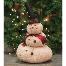 NEW PRIMITIVE SNOWMAN DOLL MR TOP HAT Christmas 19"Hx9"W AGED Winter Bells Scarf