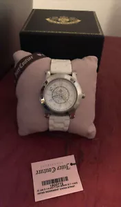 Ladies JUICY COUTURE Stainless Steel White Silicone Strap Crystal Dial Watch New - Picture 1 of 9