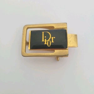 Fibbia cintura Christian Dior ottone oro metallo nero logo di ricambio slim vintage - Foto 1 di 8
