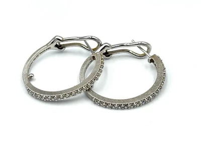 Pendientes de aro Judith Ripka de plata de ley circonita cúbica Diamonique Foto 1 de 4