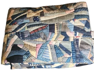 Pottery Barn Salton Wendesteppdecke blau/bunt Patchwork neu ohne Etikett - Bild 1 von 3