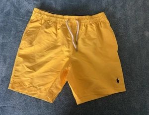 New Polo Ralph Lauren Boys Sz M 10-12 Yellow Swim Trunks Shorts Logo Back Pocket - Picture 1 of 8