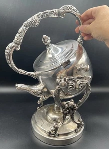 Meneses Orfebres Silverplate On Copper 3 Pc Floral Teapot & Stand 1920s READ - Picture 1 of 21