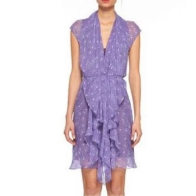 Diane Von Furstenberg Damiana purple white floral silk dress size 4 - Image 1 of 4