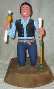 Native American Navajo Man Performing A Ceremony J. Todacheenie Carving Folkart - Picture 1 of 8