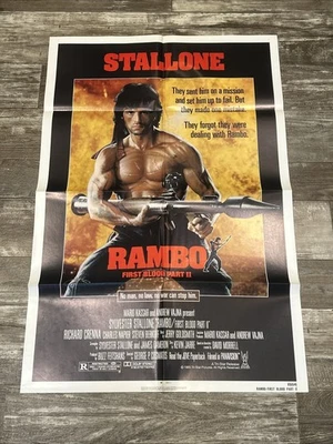 1985 Rambo First Blood Teil 2 Original GEFALTETES Poster 27x41 Sylvester Stallone - Bild 1 von 4