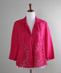 CHICO'S NWT $119 Novelty Cutwork Linen Jacket Top Size 2 Large / 12 / 14 - Picture 1 of 6