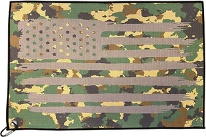 Military Camo American Flag Golf Towel with Clip - Custom Microfiber Golf Towels - Picture 1 of 4