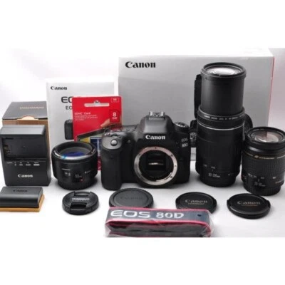 CANON digital SLR 80D prime & standard & super telephoto triple lens Set Japan - Image 1 of 4