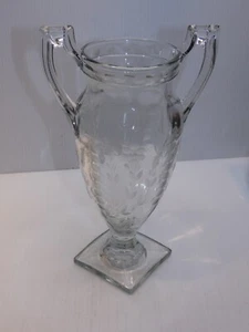 Vintage Tiffin Trophy Vase, Clear with Flower Etch - Picture 1 of 7