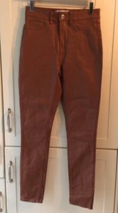 Denim Co Faux Leather PVC Brown Trousers Uk 6 Size 6 Used - Picture 1 of 12