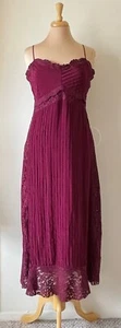 Farm Rio Size M Burgundy Sleeveless Midi Dress With Lace Trim NWT $270 - Picture 1 of 4