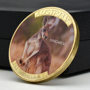 Australian Rare Wild Animal Commemorative Golden Coin Kangaroo Challenge Medal - Picture 1 of 12