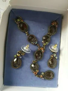 VINTAGE SELTENES AVON braunes Halskette & Ohrringe Set, Schmuck. 80er Jahre. Sehr guter Zustand! Geschenk. - Bild 1 von 3