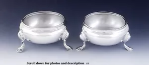 Fine Pair 1926 English Sterling Silver Open Salt Cellars by Crichton Bros - Picture 1 of 5