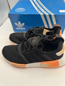 New Adidas NMD R_1 Women’s SZ 7.5 Shoes Black, Cloud White , Beam Orange - Picture 1 of 8